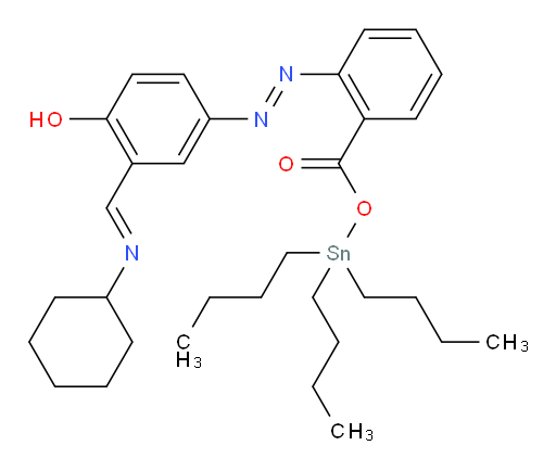 tributylstannyl 2-((E)-(3-((E)-(cyclohexylimino)methyl)-4-hydroxyphenyl)diazenyl)benzoate