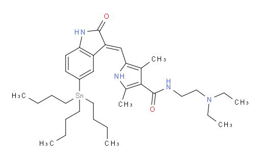 (E)-N-(2-(diethylamino)ethyl)-2,4-dimethyl-5-((2-oxo-5-(tributylstannyl)indolin-3-ylidene)methyl)-1H-pyrrole-3-carboxamide