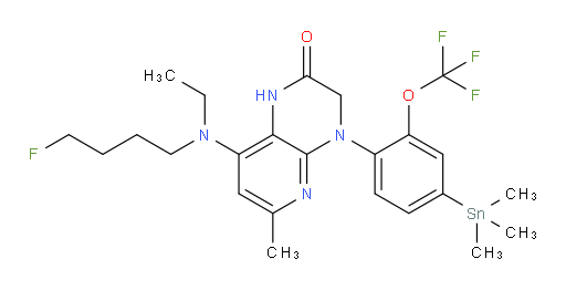8-(ethyl(4-fluorobutyl)amino)-6-methyl-4-(2-(trifluoromethoxy)-4-(trimethylstannyl)phenyl)-3,4-dihydropyrido[2,3-b]pyrazin-2(1H)-one