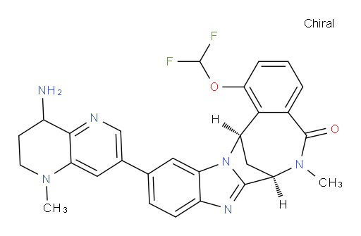 (7R,14R)-11-(8-amino-5,6,7,8-tetrahydro-5-methyl-1,5-naphthyridin-3-yl)-1-(difluoromethoxy)-6,7-dihydro-6-methyl-7,14-Methanobenzimidazo[1,2-b][2,5]benzodiazocin-5(14H)--one
