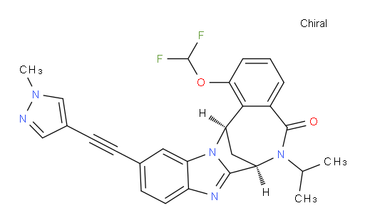 (7R,14R)-1-(difluoromethoxy)-6,7-dihydro-6-(1-methylethyl)-11-[2-(1-methyl-1H-pyrazol-4-yl)ethynyl]-7,14-Methanobenzimidazo[1,2-b][2,5]benzodiazocin-5(14H)--one
