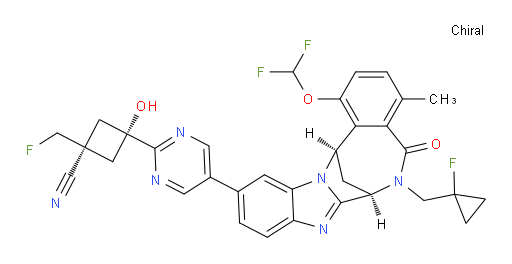 (1R,3r)-3-(5-((7R,14R)-1-(difluoromethoxy)-6-((1-fluorocyclopropyl)methyl)-4-methyl-5-oxo-5,6,7,14-tetrahydro-7,14-methanobenzo[f]benzo[4,5]imidazo[1,2-a][1,4]diazocin-11-yl)pyrimidin-2-yl)-1-(fluoromethyl)-3-hydroxycyclobutanecarbonitrile