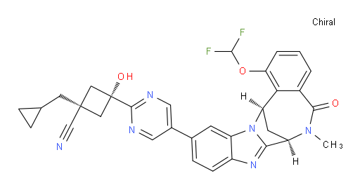 (1R,3s)-1-(cyclopropylmethyl)-3-(5-((7R,14R)-1-(difluoromethoxy)-6-methyl-5-oxo-5,6,7,14-tetrahydro-7,14-methanobenzo[f]benzo[4,5]imidazo[1,2-a][1,4]diazocin-11-yl)pyrimidin-2-yl)-3-hydroxycyclobutanecarbonitrile