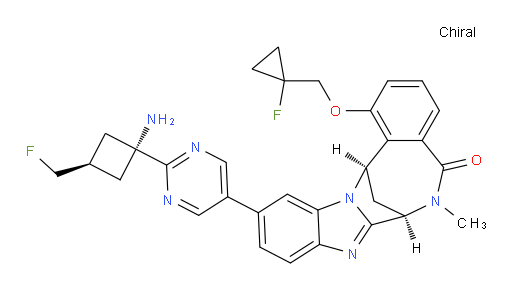 (7R,14R)-11-[2-[trans-1-amino-3-(fluoromethyl)cyclobutyl]pyrimidin-5-yl]-1-[(1-fluoro-cyclopropyl)methoxy]-6,7-dihydro-6-methyl-7,14-Methanobenzimidazo[1,2-b][2,5]benzodiazocin-5(14H)--one