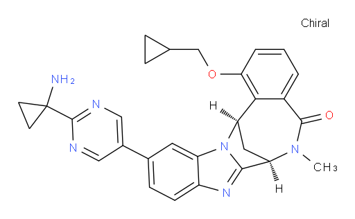 (7R,14R)-11-[2-(1-aminocyclopropyl)-pyrimidin-5-yl]-1-(cyclopropylmethoxy)-6,7-dihydro-6-methyl-7,14-Methanobenzimidazo[1,2-b][2,5]benzodiazocin-5(14H)--one