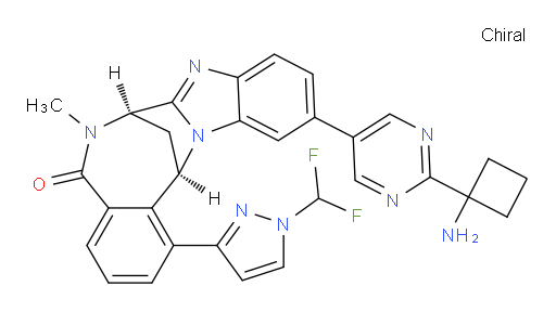 (7R,14R)-11-[2-(1-aminocyclobutyl)-pyrimidin-5-yl]-1-[1-(difluoromethyl)-1H-pyrazol-3-yl]-6,7-dihydro-6-methyl-7,14-Methanobenzimidazo[1,2-b][2,5]benzodiazocin-5(14H)--one