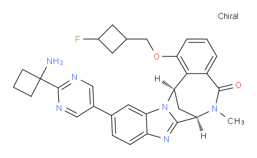 (7R,14R)-11-[2-(1-aminocyclobutyl)-pyrimidin-5-yl]-1-[(3-fluoro-cyclobutyl)methoxy]-6,7-dihydro-6-methyl-7,14-Methanobenzimidazo[1,2-b][2,5]benzodiazocin-5(14H)--one