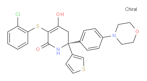 (6R)-3-[(2-Chlorophenyl)thio]-5,6-dihydro-4-hydroxy-6-[4-(4-morpholinyl)phenyl]-6-(3-thienyl)-2(1H)-pyridinone