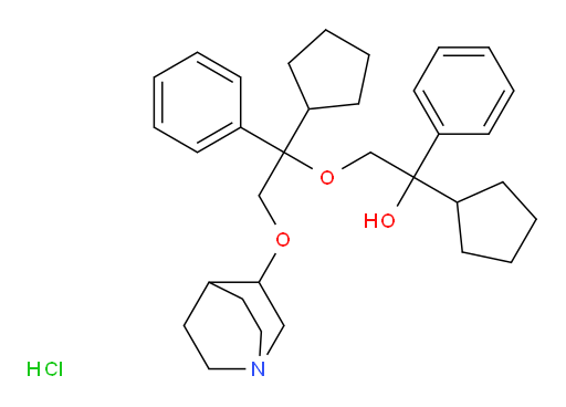 1-cyclopentyl-2-(1-cyclopentyl-1-phenyl-2-(quinuclidin-3-yloxy)ethoxy)-1-phenylethanol hydrochloride