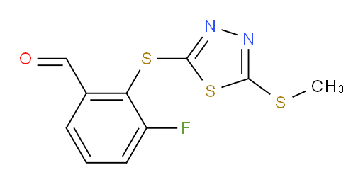 3-fluoro-2-((5-(methylthio)-1,3,4-thiadiazol-2-yl)thio)benzaldehyde