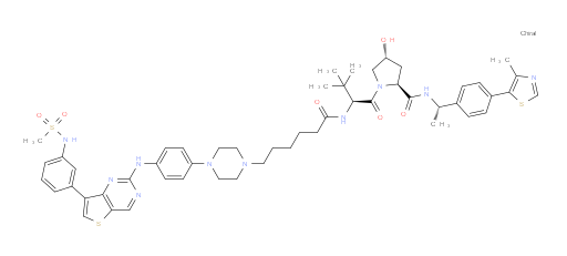 (2S,4R)-4-hydroxy-1-[(2S)-2-{6-[4-(4-{[7-(3-methanesulfonamidophenyl)thieno[3,2-d]pyrimidin-2-yl]amino}phenyl)piperazin-1-yl]hexanamido}-3,3-dimethylbutanoyl]-N-[(1S)-1-[4-(4-methyl-1,3-thiazol-5-yl)phenyl]ethyl]pyrrolidine-2-carboxamide