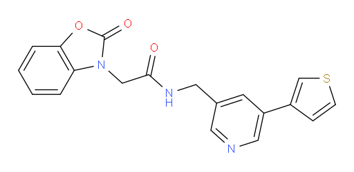 2-(2-oxo-2,3-dihydro-1,3-benzoxazol-3-yl)-N-{[5-(thiophen-3-yl)pyridin-3-yl]methyl}acetamide