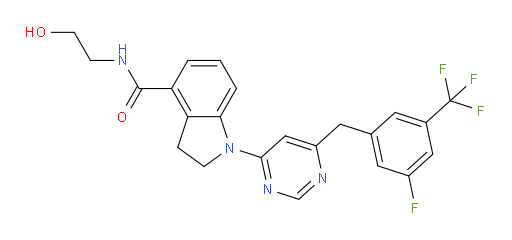 1-(6-{[3-fluoro-5-(trifluoromethyl)phenyl]methyl}pyrimidin-4-yl)-N-(2-hydroxyethyl)-2,3-dihydro-1H-indole-4-carboxamide