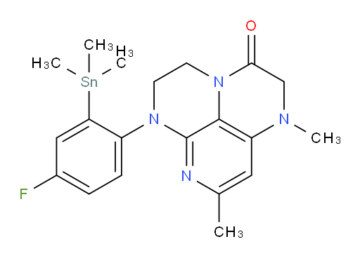 6-(4-fluoro-2-(trimethylstannyl)phenyl)-1,8-dimethyl-1,2,5,6-tetrahydro-1,3a,6,7-tetraazaphenalen-3(4H)-one