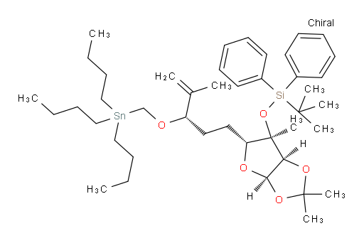 tert-butyldiphenyl(((3aR,5R,6R,6aR)-2,2,6-trimethyl-5-((S)-4-methyl-3-((tributylstannyl)methoxy)pent-4-en-1-yl)tetrahydrofuro[2,3-d][1,3]dioxol-6-yl)oxy)silane