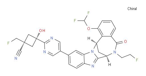 (1R,3r)-3-(5-((7R,14R)-1-(difluoromethoxy)-6-(2-fluoroethyl)-5-oxo-5,6,7,14-tetrahydro-7,14-methanobenzo[f]benzo[4,5]imidazo[1,2-a][1,4]diazocin-11-yl)pyrimidin-2-yl)-1-(fluoromethyl)-3-hydroxycyclobutanecarbonitrile