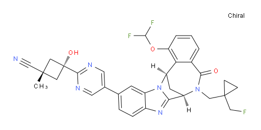 (1S,3s)-3-(5-((7R,14R)-1-(difluoromethoxy)-6-((1-(fluoromethyl)cyclopropyl)methyl)-5-oxo-5,6,7,14-tetrahydro-7,14-methanobenzo[f]benzo[4,5]imidazo[1,2-a][1,4]diazocin-11-yl)pyrimidin-2-yl)-3-hydroxy-1-methylcyclobutanecarbonitrile
