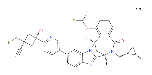(1R,3r)-3-(5-((7R,14R)-1-(difluoromethoxy)-6-(((1S,2S)-2-fluorocyclopropyl)methyl)-5-oxo-5,6,7,14-tetrahydro-7,14-methanobenzo[f]benzo[4,5]imidazo[1,2-a][1,4]diazocin-11-yl)pyrimidin-2-yl)-1-(fluoromethyl)-3-hydroxycyclobutanecarbonitrile