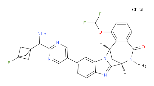(7R,14R)-11-(2-(amino(3-fluorobicyclo[1.1.1]pentan-1-yl)methyl)pyrimidin-5-yl)-1-(difluoromethoxy)-6-methyl-6,7-dihydro-7,14-methanobenzo[f]benzo[4,5]imidazo[1,2-a][1,4]diazocin-5(14H)-one