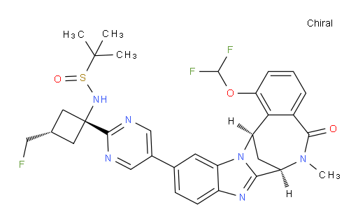 N-((1s,3S)-1-(5-((7R,14R)-1-(difluoromethoxy)-6-methyl-5-oxo-5,6,7,14-tetrahydro-7,14-methanobenzo[f]benzo[4,5]imidazo[1,2-a][1,4]diazocin-11-yl)pyrimidin-2-yl)-3-(fluoromethyl)cyclobutyl)-2-methylpropane-2-sulfinamide
