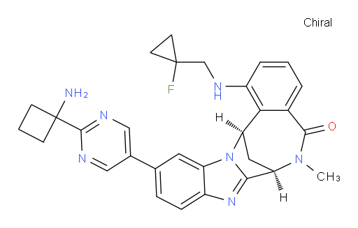 (7R,14R)-11-[2-(1-aminocyclobutyl)-pyrimidin-5-yl]-1-[[(1-fluoro-cyclopropyl)methyl]amino]-6,7-dihydro-6-methyl-7,14-Methanobenzimidazo[1,2-b][2,5]benzodiazocin-5(14H)--one
