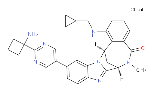 (7R,14R)-11-[2-(1-aminocyclobutyl)-pyrimidin-5-yl]-1-[(cyclopropylmethyl)amino]-6,7-dihydro-6-methyl-7,14-Methanobenzimidazo[1,2-b][2,5]benzodiazocin-5(14H)--one