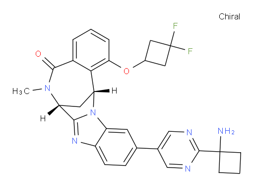(7R,14R)-11-[2-(1-aminocyclobutyl)-pyrimidin-5-yl]-1-[(3,3-difluoro-cyclobutyloxy)]-6,7-dihydro-6-methyl-7,14-Methanobenzimidazo[1,2-b][2,5]benzodiazocin-5(14H)--one