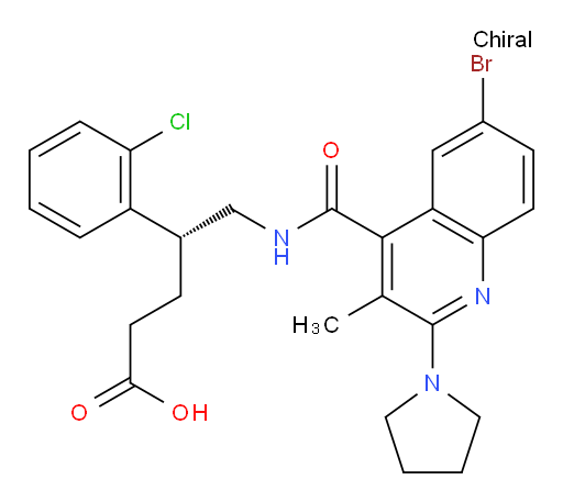 (R)-5-(6-bromo-3-methyl-2-(pyrrolidin-1-yl)quinoline-4-carboxamido)-4-(2-chlorophenyl)pentanoic acid