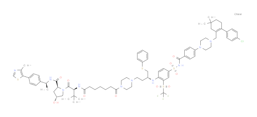(2S,4R)-1-((S)-2-(7-(4-((R)-3-((4-(N-(4-(4-((4'-chloro-4,4-dimethyl-3,4,5,6-tetrahydro-[1,1'-biphenyl]-2-yl)methyl)piperazin-1-yl)benzoyl)sulfamoyl)-2-((trifluoromethyl)sulfonyl)phenyl)amino)-4-(phenylthio)butyl)piperazin-1-yl)-7-oxoheptanamido)-3,3-dimethylbutanoyl)-4-hydroxy-N-((S)-1-(4-(4-methylthiazol-5-yl)phenyl)ethyl)pyrrolidine-2-carboxamide