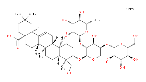 Olean-12-en-28-oic acid, 3-[[O-6-deoxy-α-L-mannopyranosyl-(1→2)-O-[β-D-glucopyranosyl-(1→4)]-α-L-arabinopyranosyl]oxy]-23-hydroxy-, (3β,4α)-