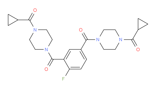 (4-fluoro-1,3-phenylene)bis((4-(cyclopropanecarbonyl)piperazin-1-yl)methanone)