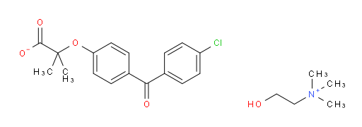 2-hydroxy-N,N,N-trimethylethanaminium 2-(4-(4-chlorobenzoyl)phenoxy)-2-methylpropanoate