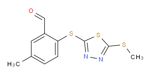 5-methyl-2-((5-(methylthio)-1,3,4-thiadiazol-2-yl)thio)benzaldehyde