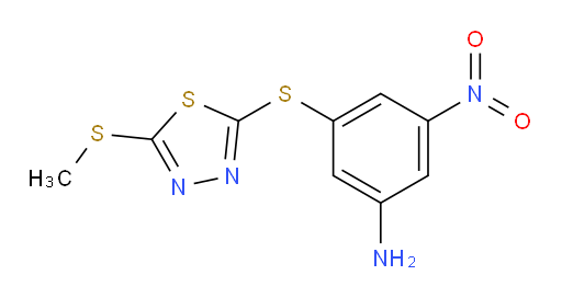 3-((5-(methylthio)-1,3,4-thiadiazol-2-yl)thio)-5-nitroaniline