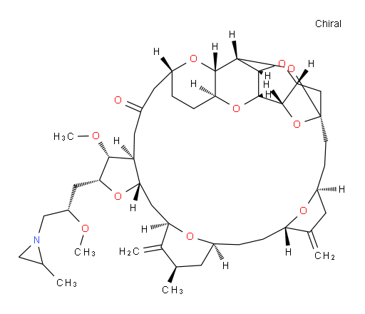 (2R,3R,3aS,7R,8aS,9S,10aR,11S,12R,13aR,13bS,15S,18S,21S,24S,26R,28R,29aS)-Hexacosahydro-3-methoxy-2-[(2S)-2-methoxy-3-(2-methyl-1-aziridinyl)propyl]-26-methyl-20,27-bis(methylene)-11,15:18,21:24,28-triepoxy-7,9-ethano-12,15-methano-9H,15H-furo[3,2-i]furo[2′,3′:5,6]pyrano[4,3-b][1,4]dioxacyclopentacosin-5(4H)-one (ACI)
