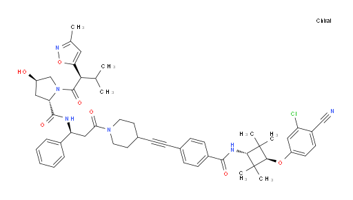 (2S,4R)-4-hydroxy-1-[(2R)-3-methyl-2-(3-methyl-1,2-oxazol-5-yl)butanoyl]-N-[(1S)-3-oxo-1-phenyl-3-{4-[2-(4-{[(1r,3r)-3-(3-chloro-4-cyanophenoxy)-2,2,4,4-tetramethylcyclobutyl]carbamoyl}phenyl)ethynyl]piperidin-1-yl}propyl]pyrrolidine-2-carboxamide