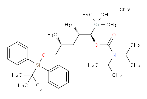 (1R,2S,4R)-5-((tert-butyldiphenylsilyl)oxy)-2,4-dimethyl-1-(trimethylstannyl)pentyl diisopropylcarbamate