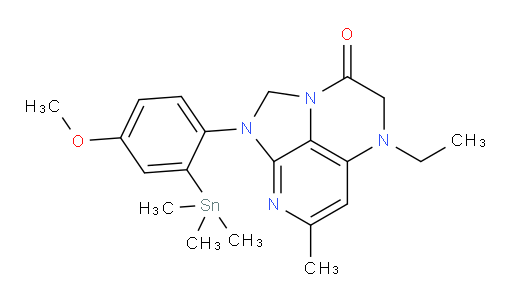 5-ethyl-1-(4-methoxy-2-(trimethylstannyl)phenyl)-7-methyl-4,5-dihydro-1H-1,2a,5,8-tetraazaacenaphthylen-3(2H)-one