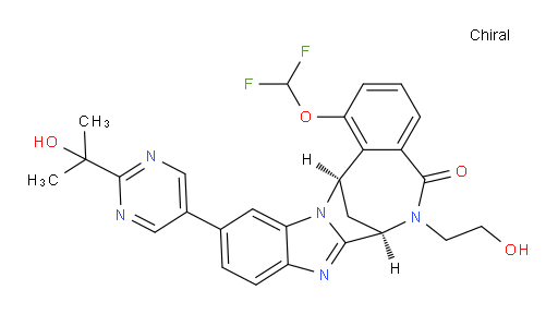 (7R,14R)-1-(difluoromethoxy)-6,7-dihydro-6-(2-hydroxyethyl)-11-[2-(1-hydroxy-1-methylethyl)-pyrimidin-5-yl]-7,14-Methanobenzimidazo[1,2-b][2,5]benzodiazocin-5(14H)--one