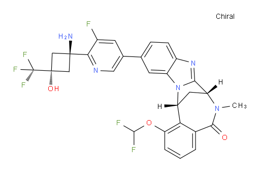(7R,14R)-11-[6-[trans-1-amino-3-hydroxy-3-(trifluoromethyl)cyclobutyl]-5-fluoropyridin-3-yl]-1-(difluoromethoxy)-6,7-dihydro-6-methyl-7,14-Methanobenzimidazo[1,2-b][2,5]benzodiazocin-5(14H)--one