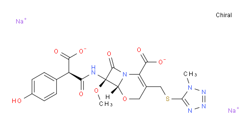 (6R,7R)-7-((R)-2-carboxy-2-(4-hydroxyphenyl)acetamido)-7-methoxy-3-(((1-methyl-1H-tetrazol-5-yl)thio)methyl)-8-oxo-5-oxa-1-azabicyclo[4.2.0]oct-2-ene-2-carboxylic acid, sodium salt