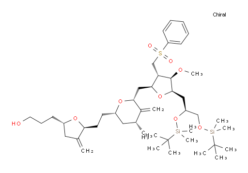 3-((2S,5S)-5-(2-((2S,4R,6R)-6-(((2S,3S,4R,5R)-5-((S)-2,3-bis((tert-butyldimethylsilyl)oxy)propyl)-4-methoxy-3-((phenylsulfonyl)methyl)tetrahydrofuran-2-yl)methyl)-4-methyl-5-methylenetetrahydro-2H-pyran-2-yl)ethyl)-4-methylenetetrahydrofuran-2-yl)propan-1-ol