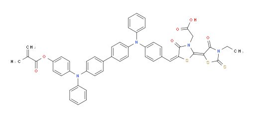 2-((2Z,5E)-3'-ethyl-5-(4-((4'-((4-(methacryloyloxy)phenyl)(phenyl)amino)-[1,1'-biphenyl]-4-yl)(phenyl)amino)benzylidene)-4,4'-dioxo-2'-thioxo-3',4,4',5-tetrahydro-2'H,3H-[2,5'-bithiazolylidene]-3-yl)acetic acid