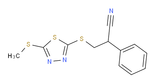 3-((5-(methylthio)-1,3,4-thiadiazol-2-yl)thio)-2-phenylpropanenitrile