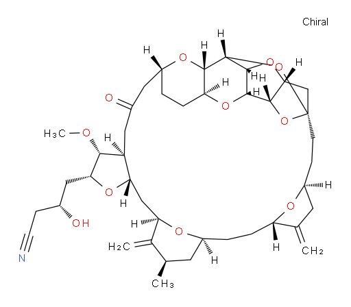 11,15:18,21:24,28-Triepoxy-7,9-ethano-12,15-methano-9H,15H-furo[3,2-i]furo[2′,3′:5,6]pyrano[4,3-b][1,4]dioxacyclopentacosin-2-butanenitrile, octacosahydro-β-hydroxy-3-methoxy-26-methyl-20,27-bis(methylene)-5-oxo-, (βR,2R,3R,3aS,7R,8aS,9S,10aR,11S,12R,13aR,13bS,15S,18S,21S,24S,26R,28R,29aS)- (9CI)