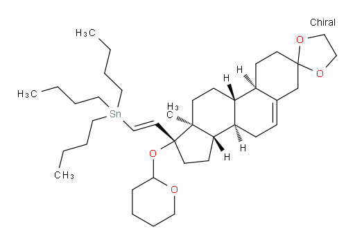 tributyl((E)-2-((8R,9S,10R,13S,14S,17R)-13-methyl-17-((tetrahydro-2H-pyran-2-yl)oxy)-1,2,4,7,8,9,10,11,12,13,14,15,16,17-tetradecahydrospiro[cyclopenta[a]phenanthrene-3,2'-[1,3]dioxolan]-17-yl)vinyl)stannane
