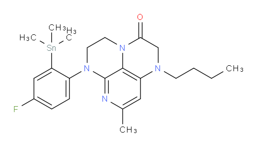 1-butyl-6-(4-fluoro-2-(trimethylstannyl)phenyl)-8-methyl-1,2,5,6-tetrahydro-1,3a,6,7-tetraazaphenalen-3(4H)-one