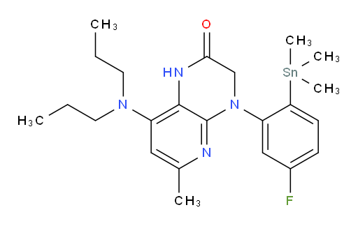 8-(dipropylamino)-4-(5-fluoro-2-(trimethylstannyl)phenyl)-6-methyl-3,4-dihydropyrido[2,3-b]pyrazin-2(1H)-one