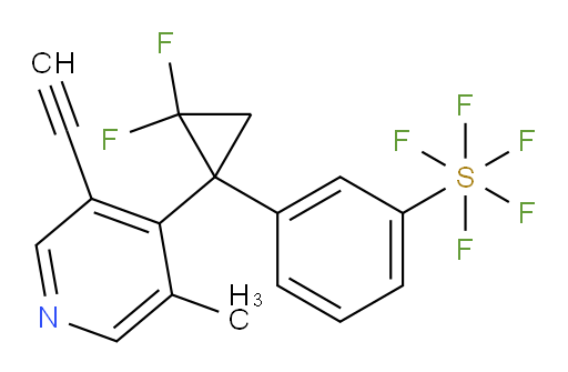 3-(1-(3-ethynyl-5-methylpyridin-4-yl)-2,2-difluorocyclopropyl)(pentafluoromercapto)benzene