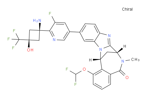 (7R,14R)-11-[6-[cis-1-amino-3-hydroxy-3-(trifluoromethyl)cyclobutyl]-5-fluoropyridin-3-yl]-1-(difluoromethoxy)-6,7-dihydro-6-methyl-7,14-Methanobenzimidazo[1,2-b][2,5]benzodiazocin-5(14H)--one